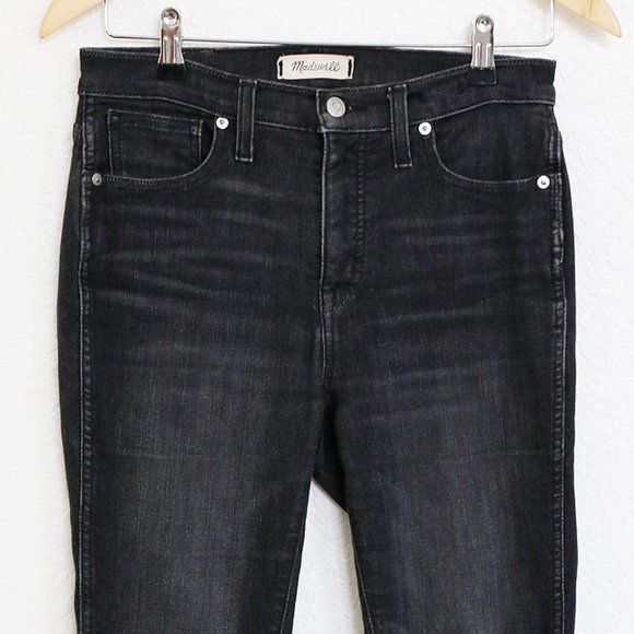 Madewell 10" High Rise Skinny Stretch Denim Jeans Knee Slit Charcoal Gray 26 - Picture 11 of 13